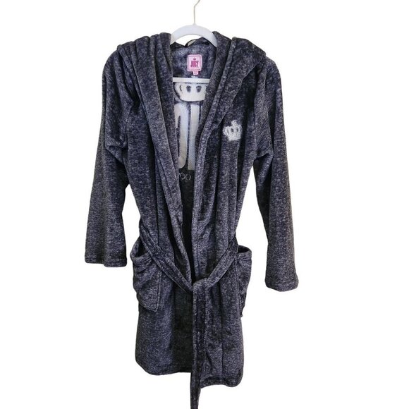 Juicy By Juicy Couture Rare Gray Silver Bling SpellOut Plush Robe Size S - Picture 1 of 6